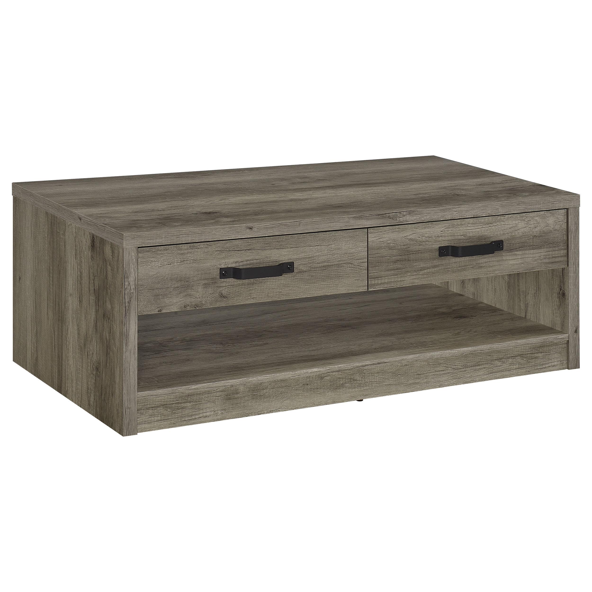 Coaster Furniture Felix 707728 2-Drawer Engineered Wood Coffee Table - Grey Driftwood IMAGE 1